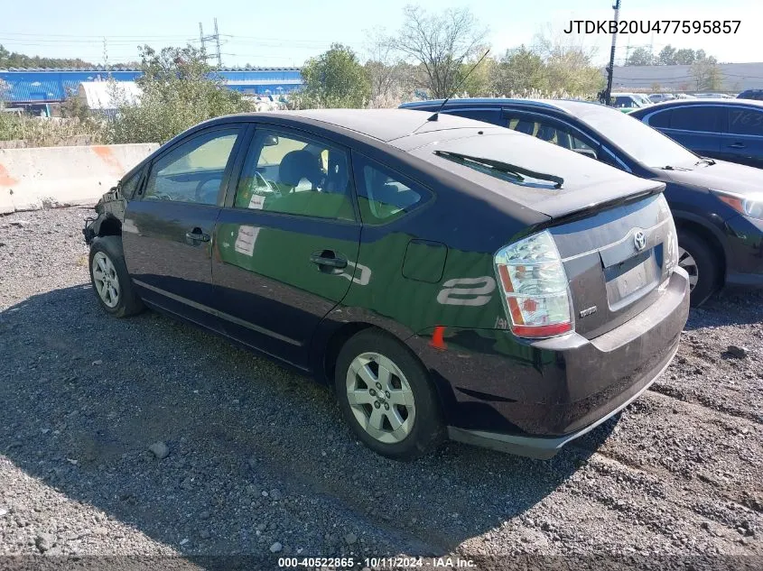 2007 Toyota Prius VIN: JTDKB20U477595857 Lot: 40522865