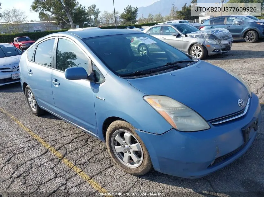 2007 Toyota Prius Base (Cvt-E) VIN: JTDKB20U377609926 Lot: 40539140