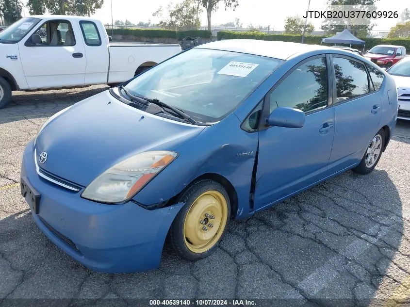 2007 Toyota Prius Base (Cvt-E) VIN: JTDKB20U377609926 Lot: 40539140