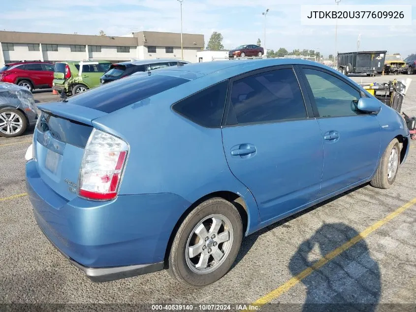 2007 Toyota Prius Base (Cvt-E) VIN: JTDKB20U377609926 Lot: 40539140