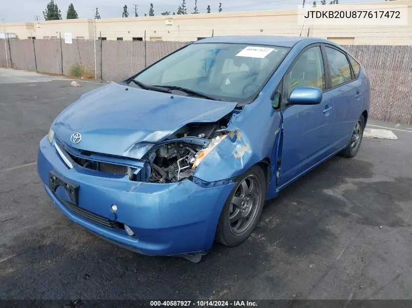 2007 Toyota Prius Touring VIN: JTDKB20U877617472 Lot: 40587927