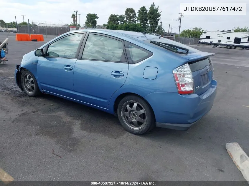 2007 Toyota Prius Touring VIN: JTDKB20U877617472 Lot: 40587927