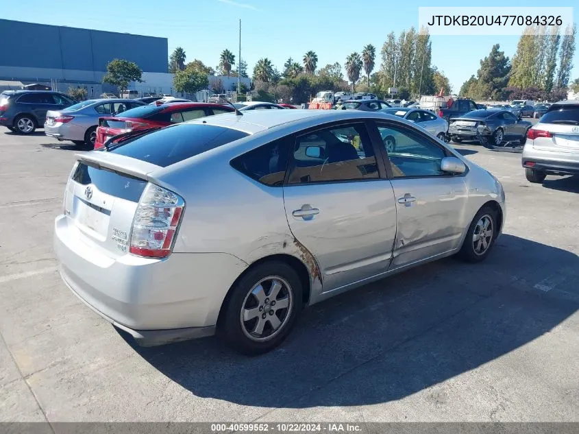 2007 Toyota Prius VIN: JTDKB20U477084326 Lot: 40599552