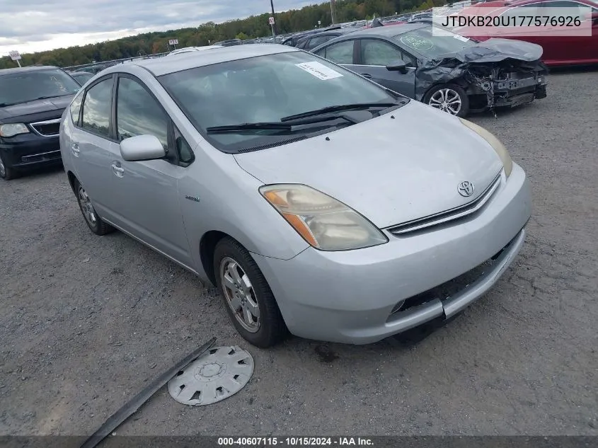 2007 Toyota Prius VIN: JTDKB20U177576926 Lot: 40607115