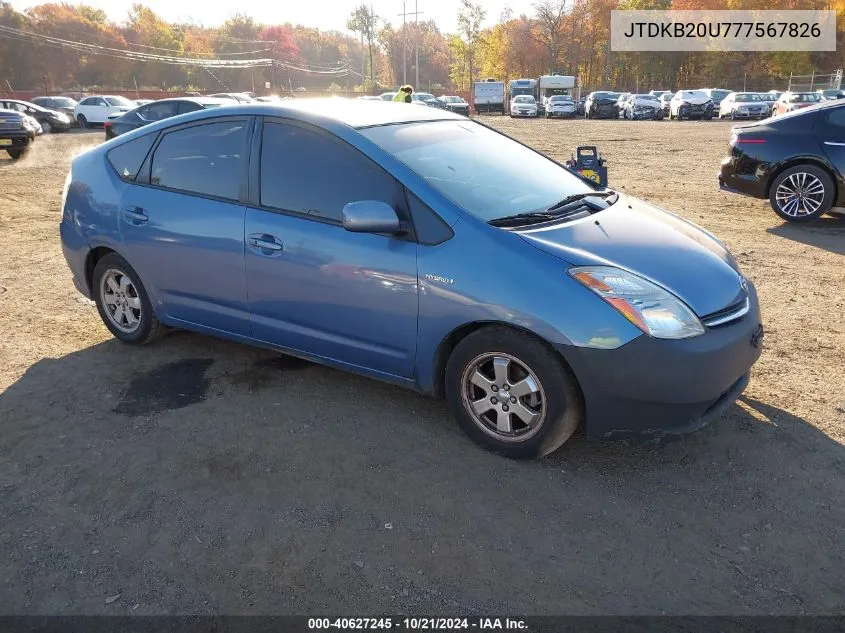 2007 Toyota Prius VIN: JTDKB20U777567826 Lot: 40627245