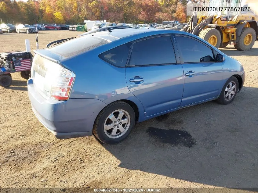 2007 Toyota Prius VIN: JTDKB20U777567826 Lot: 40627245