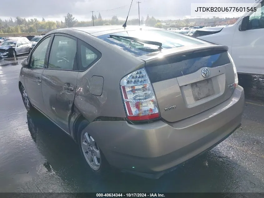 2007 Toyota Prius VIN: JTDKB20U677601545 Lot: 40634344