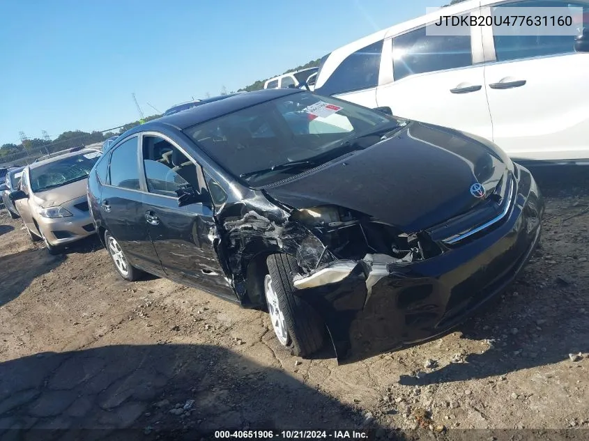 2007 Toyota Prius VIN: JTDKB20U477631160 Lot: 40651906