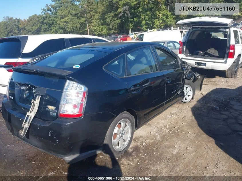 2007 Toyota Prius VIN: JTDKB20U477631160 Lot: 40651906