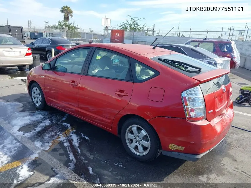 2007 Toyota Prius VIN: JTDKB20U977551191 Lot: 40660339