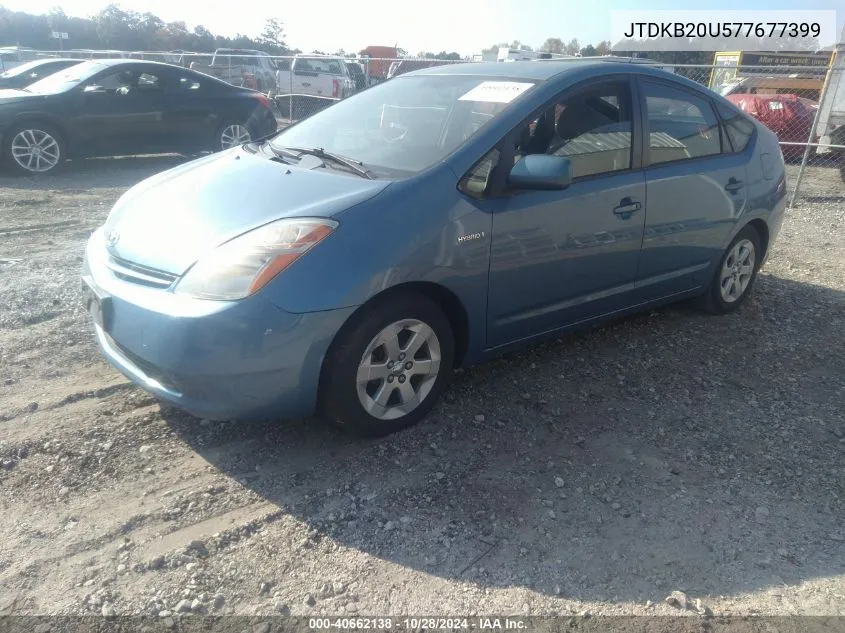 2007 Toyota Prius VIN: JTDKB20U577677399 Lot: 40662138