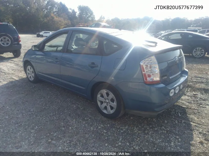 2007 Toyota Prius VIN: JTDKB20U577677399 Lot: 40662138