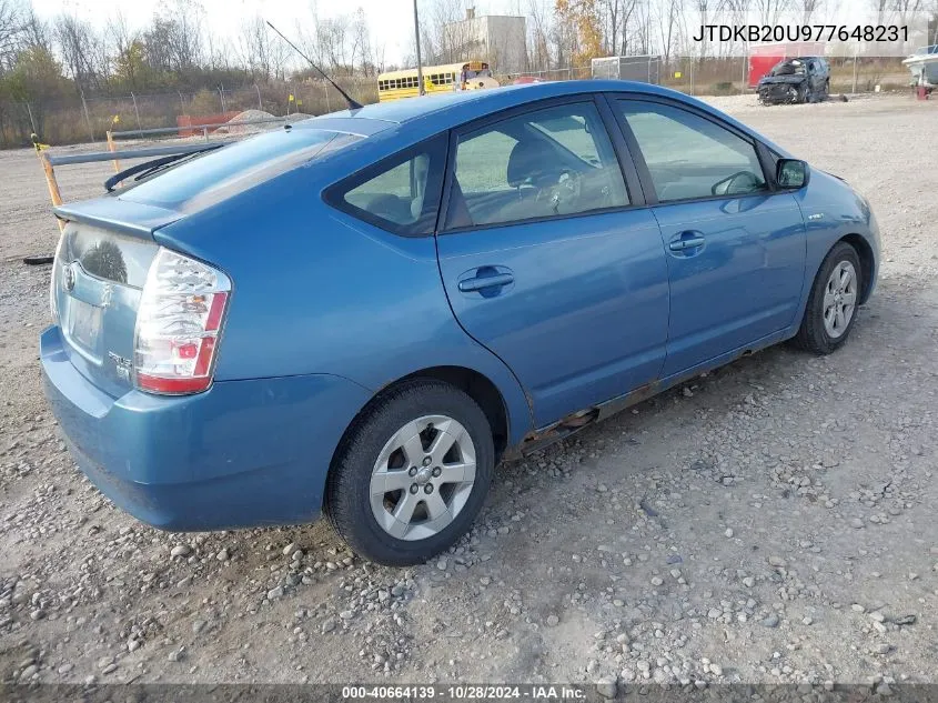 2007 Toyota Prius VIN: JTDKB20U977648231 Lot: 40664139