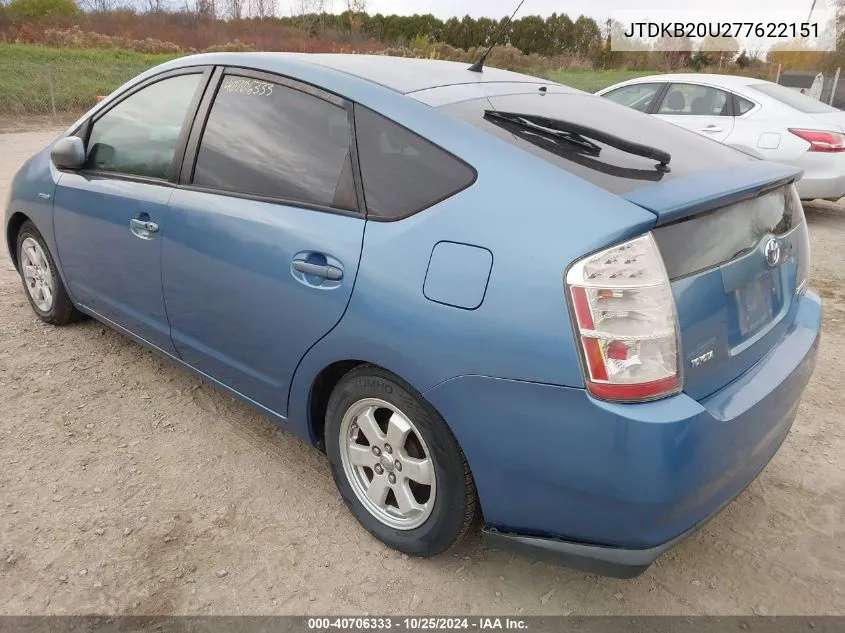 2007 Toyota Prius VIN: JTDKB20U277622151 Lot: 40706333