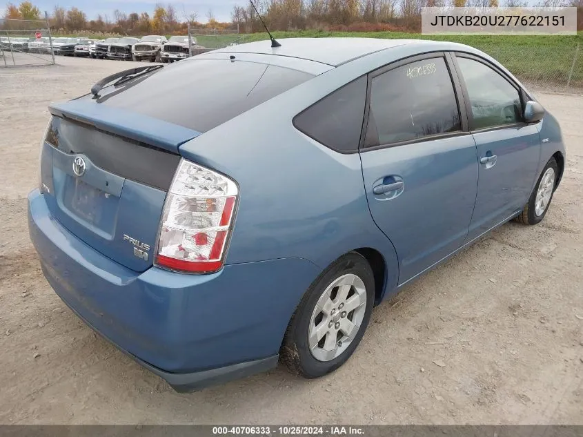 2007 Toyota Prius VIN: JTDKB20U277622151 Lot: 40706333