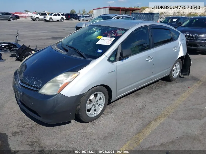 2007 Toyota Prius VIN: JTDKB20U477570540 Lot: 40715231