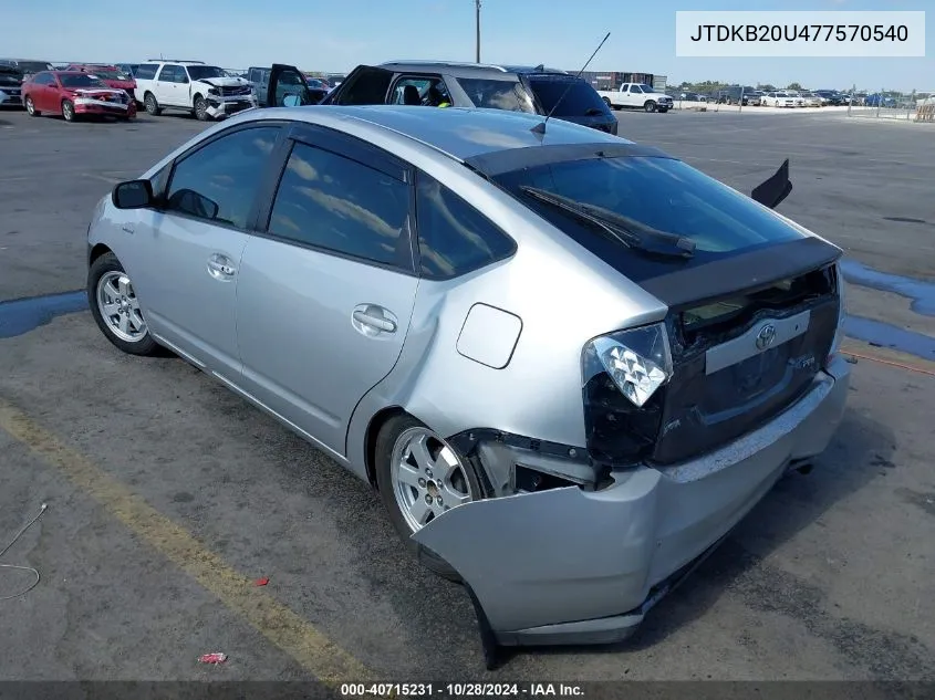 2007 Toyota Prius VIN: JTDKB20U477570540 Lot: 40715231