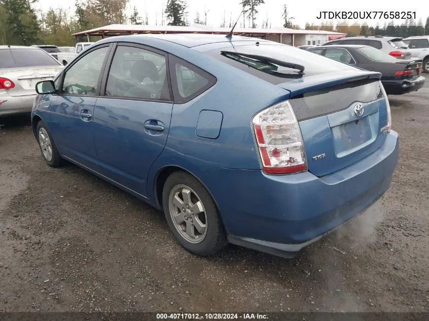 2007 Toyota Prius VIN: JTDKB20UX77658251 Lot: 40717012