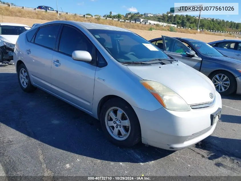 2007 Toyota Prius VIN: JTDKB20U077561026 Lot: 40732710