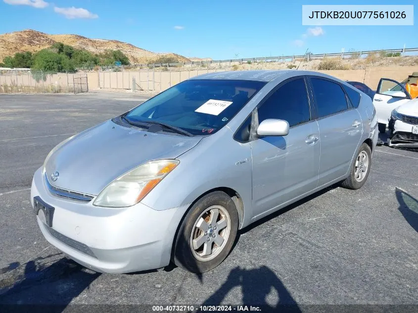 2007 Toyota Prius VIN: JTDKB20U077561026 Lot: 40732710