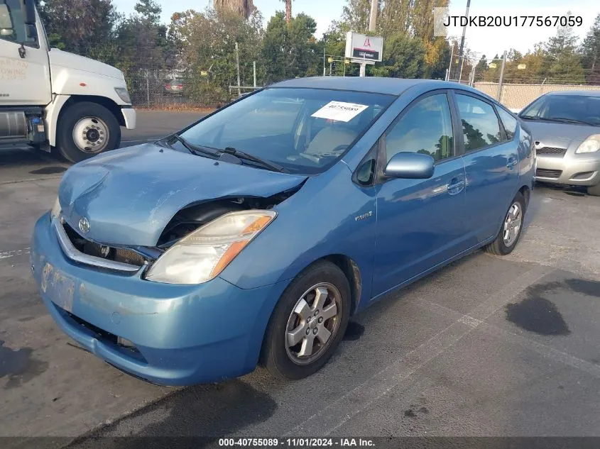 2007 Toyota Prius VIN: JTDKB20U177567059 Lot: 40755089