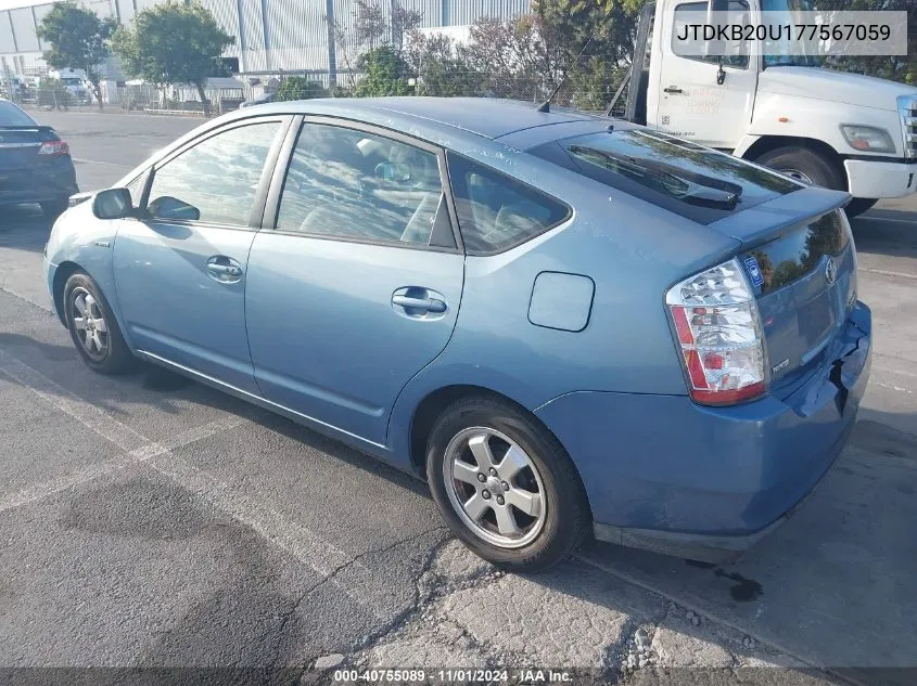 2007 Toyota Prius VIN: JTDKB20U177567059 Lot: 40755089