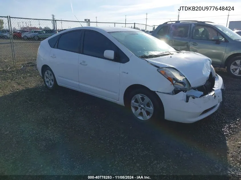 2007 Toyota Prius VIN: JTDKB20U977648424 Lot: 40778283