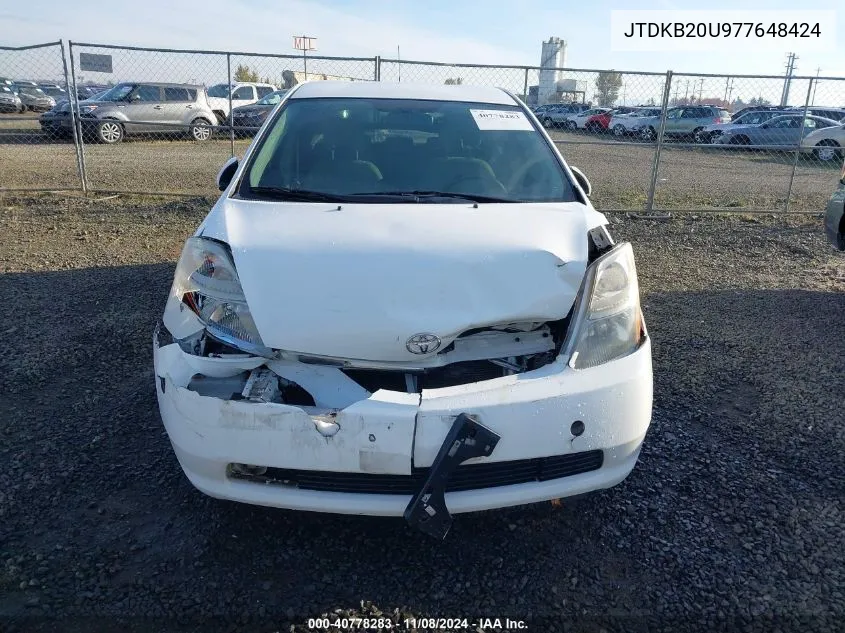 2007 Toyota Prius VIN: JTDKB20U977648424 Lot: 40778283