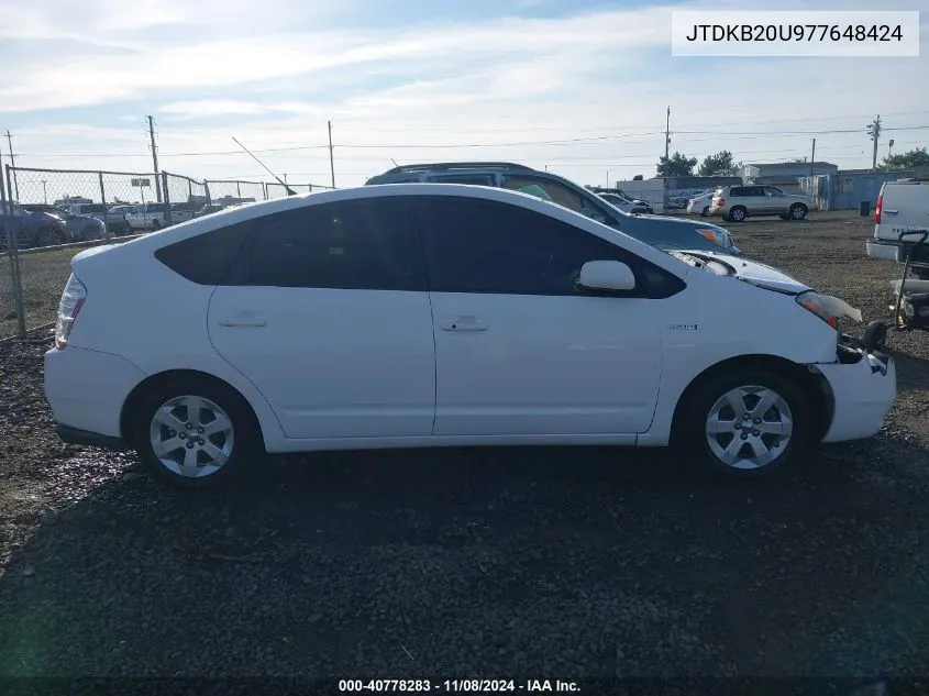 2007 Toyota Prius VIN: JTDKB20U977648424 Lot: 40778283