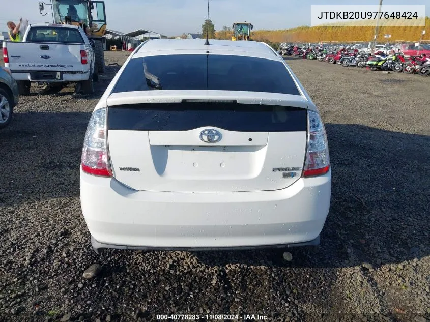 2007 Toyota Prius VIN: JTDKB20U977648424 Lot: 40778283