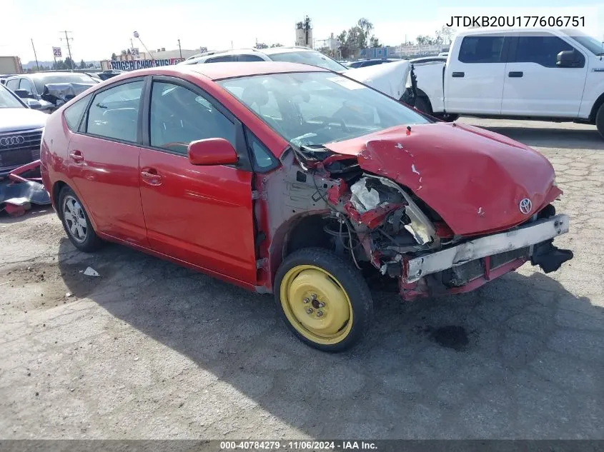 2007 Toyota Prius VIN: JTDKB20U177606751 Lot: 40784279