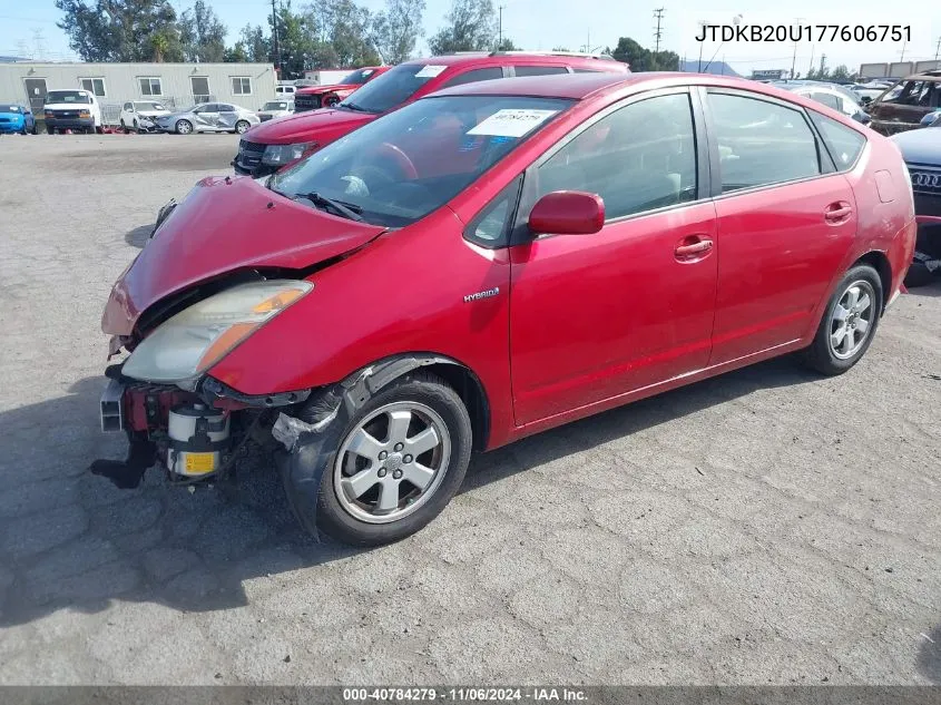 2007 Toyota Prius VIN: JTDKB20U177606751 Lot: 40784279