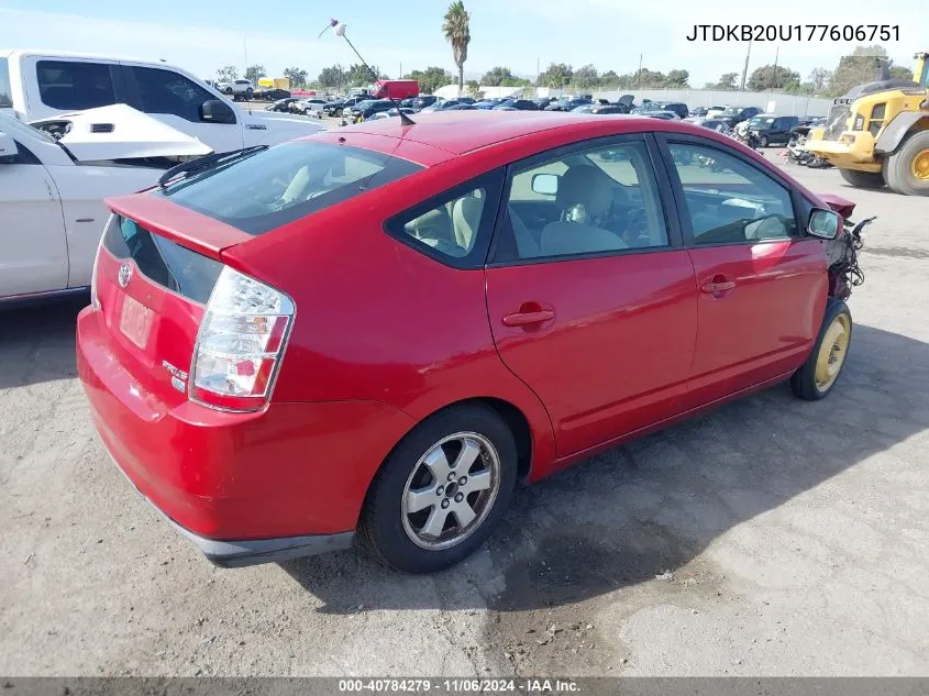 2007 Toyota Prius VIN: JTDKB20U177606751 Lot: 40784279