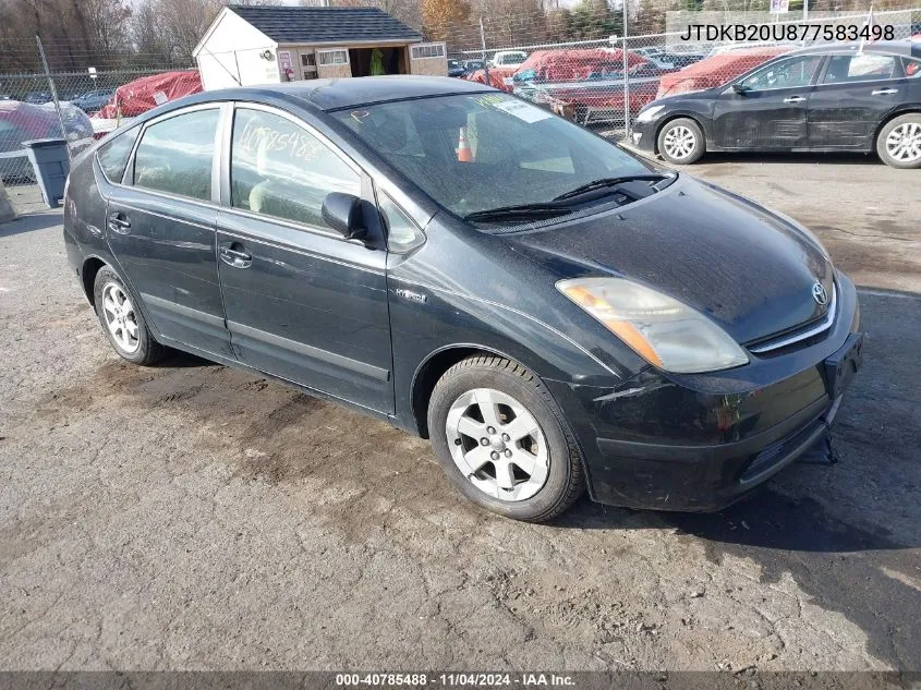 2007 Toyota Prius VIN: JTDKB20U877583498 Lot: 40785488