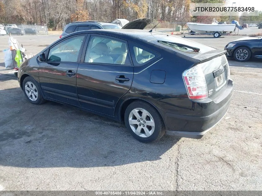 2007 Toyota Prius VIN: JTDKB20U877583498 Lot: 40785488