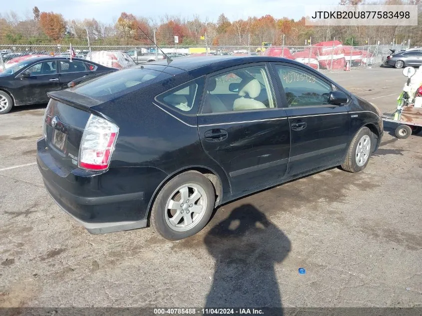 2007 Toyota Prius VIN: JTDKB20U877583498 Lot: 40785488