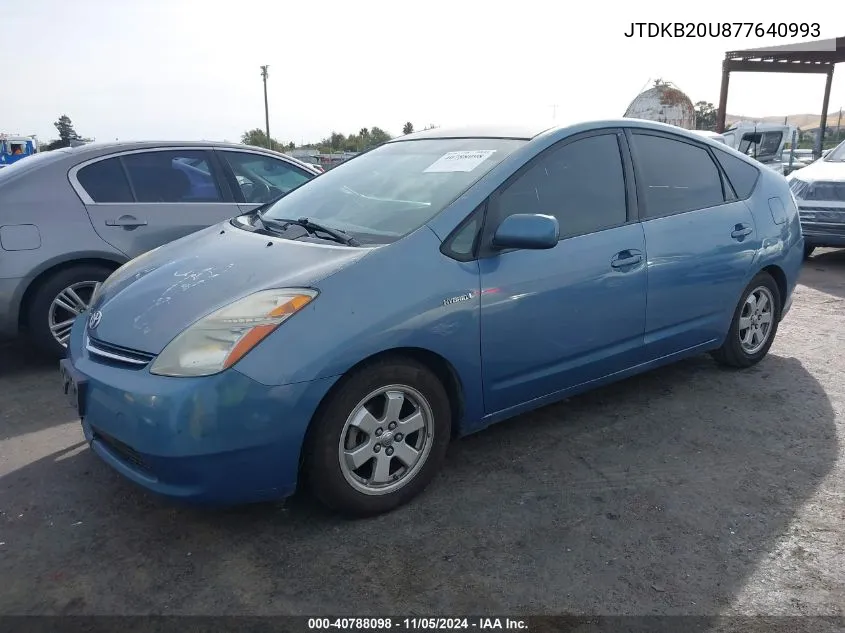 2007 Toyota Prius VIN: JTDKB20U877640993 Lot: 40788098