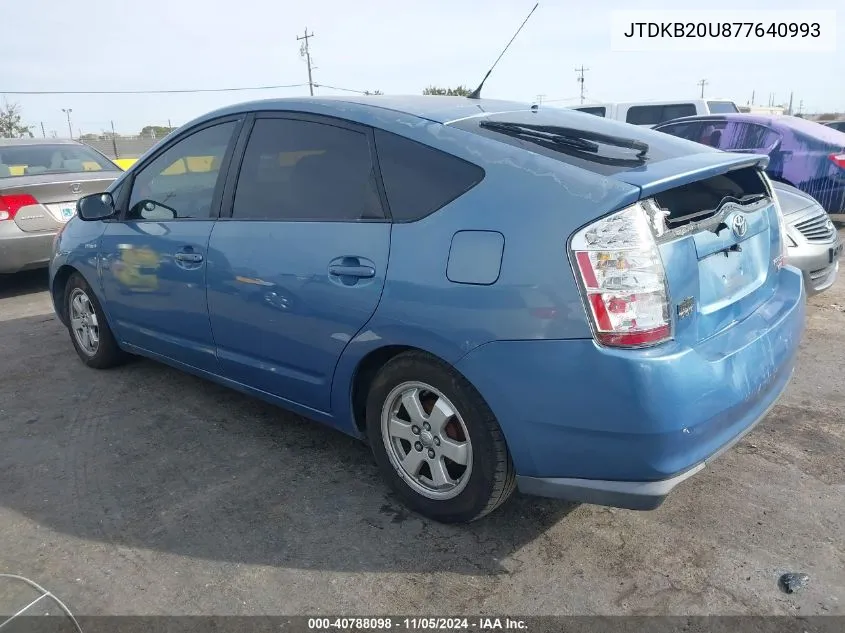 2007 Toyota Prius VIN: JTDKB20U877640993 Lot: 40788098