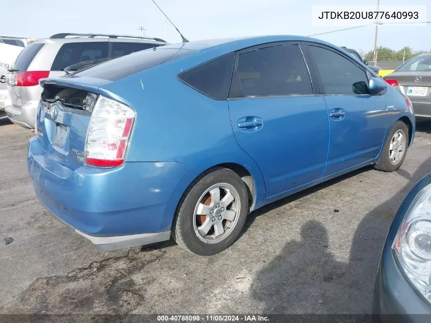 2007 Toyota Prius VIN: JTDKB20U877640993 Lot: 40788098