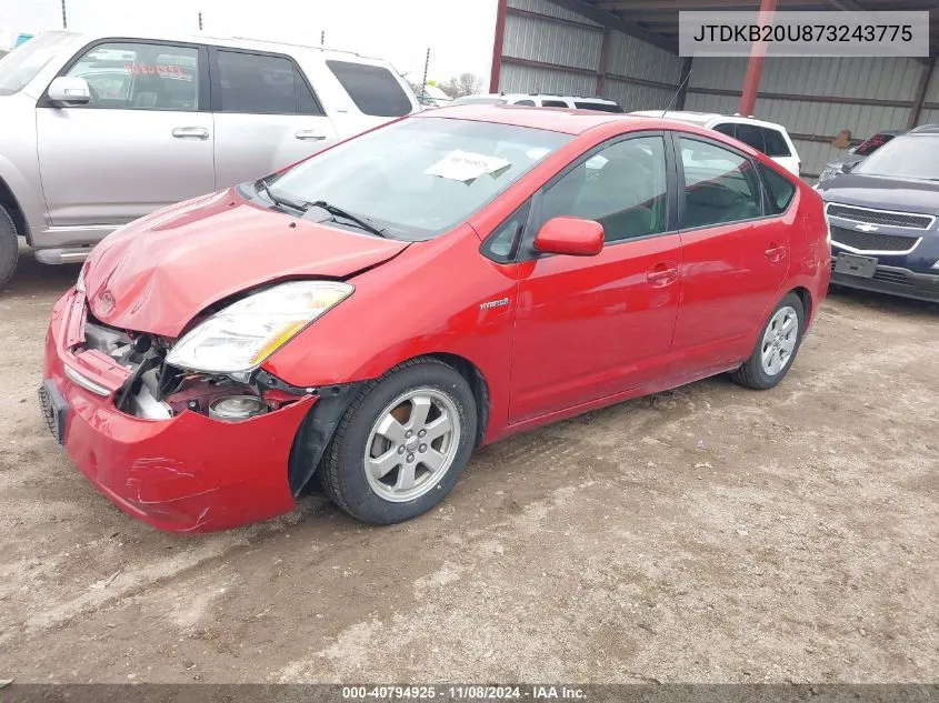 2007 Toyota Prius VIN: JTDKB20U873243775 Lot: 40794925