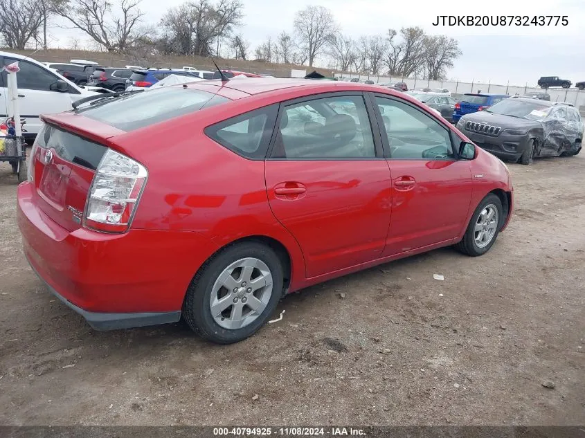 2007 Toyota Prius VIN: JTDKB20U873243775 Lot: 40794925