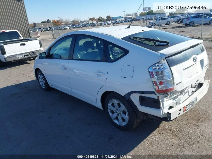 2007 Toyota Prius VIN: JTDKB20U777596436 Lot: 40819823