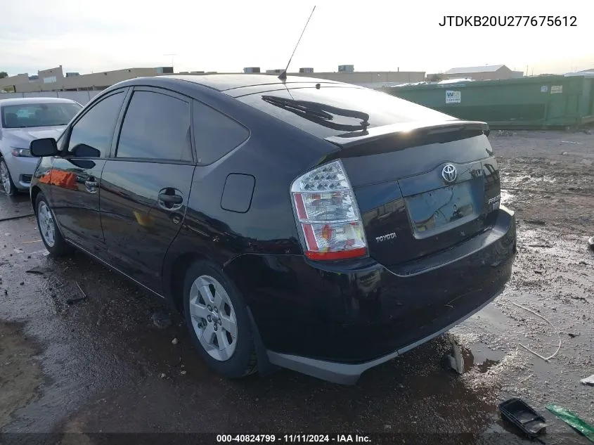 2007 Toyota Prius VIN: JTDKB20U277675612 Lot: 40824799