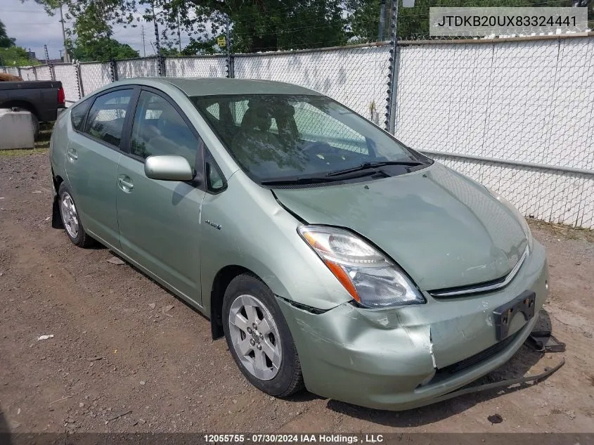 2008 Toyota Prius VIN: JTDKB20UX83324441 Lot: 12055755