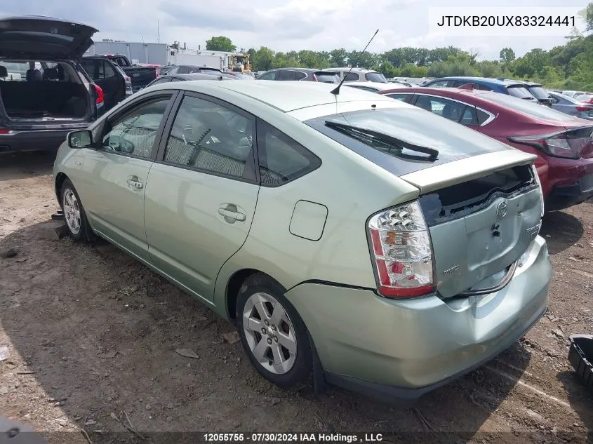 2008 Toyota Prius VIN: JTDKB20UX83324441 Lot: 12055755