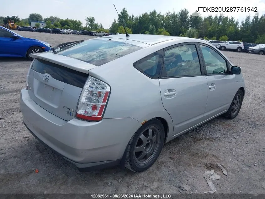 2008 Toyota Prius VIN: JTDKB20U287761942 Lot: 12082951