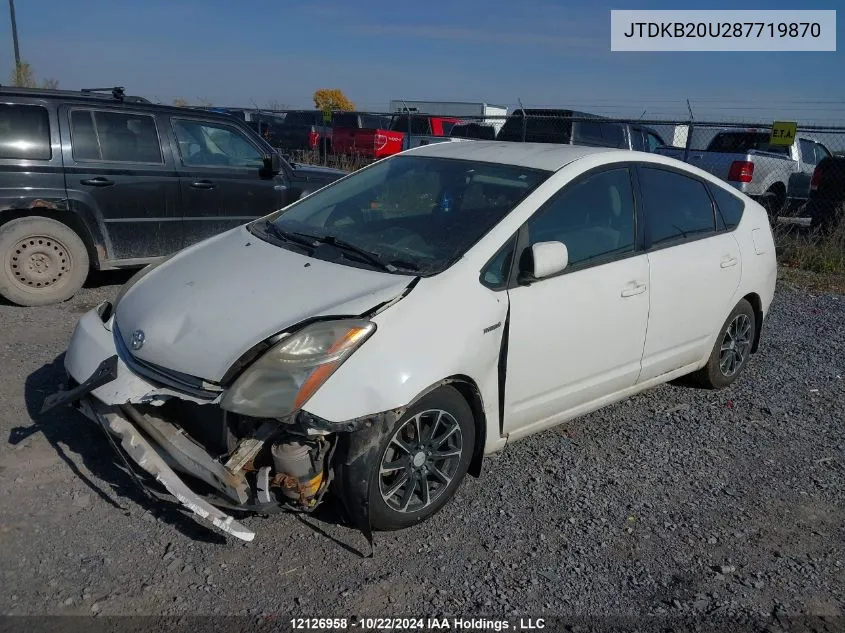 2008 Toyota Prius VIN: JTDKB20U287719870 Lot: 12126958