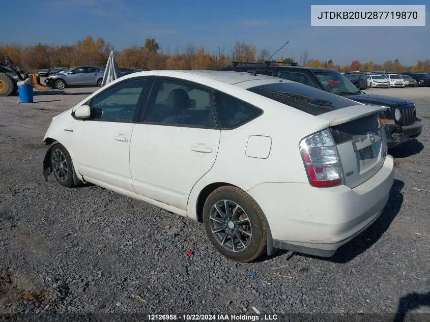 2008 Toyota Prius VIN: JTDKB20U287719870 Lot: 12126958