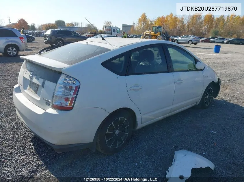 2008 Toyota Prius VIN: JTDKB20U287719870 Lot: 12126958