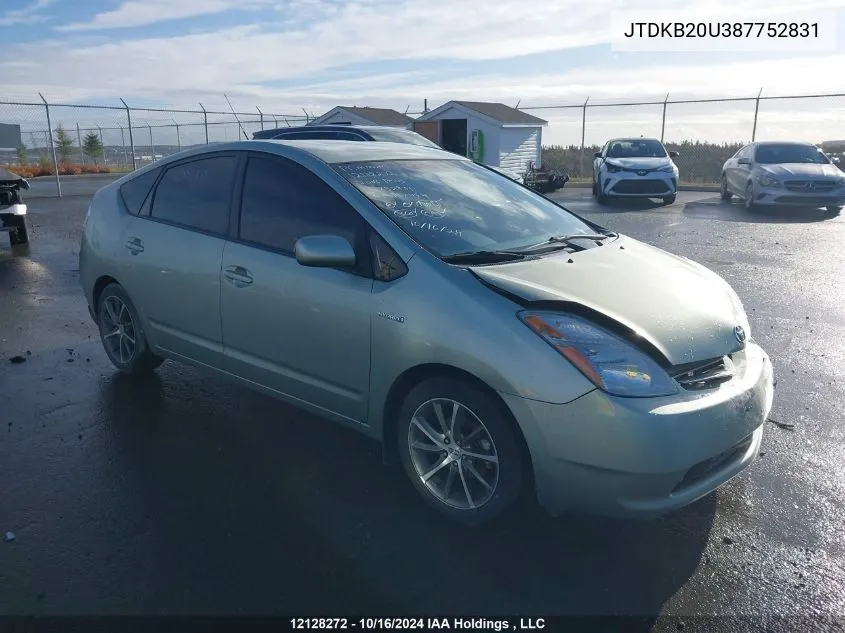 2008 Toyota Prius VIN: JTDKB20U387752831 Lot: 12128272